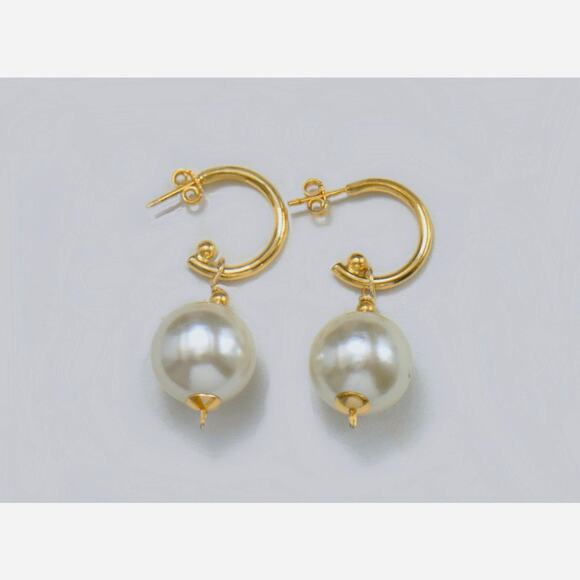Converter earrings 16 mm Pearl Dangle 2 in 1 Earrings 14K Gold Filled 1.60" Drop - Picture 10 of 10